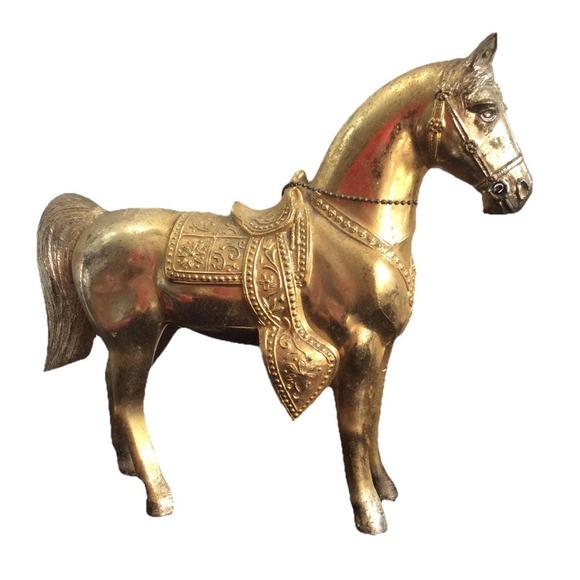 Other - Vintage Brass Horse Statue Decorative Western Ornate Saddle Tack Equestrian